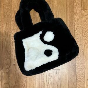 Yin Yang Plush Bag - Black and White